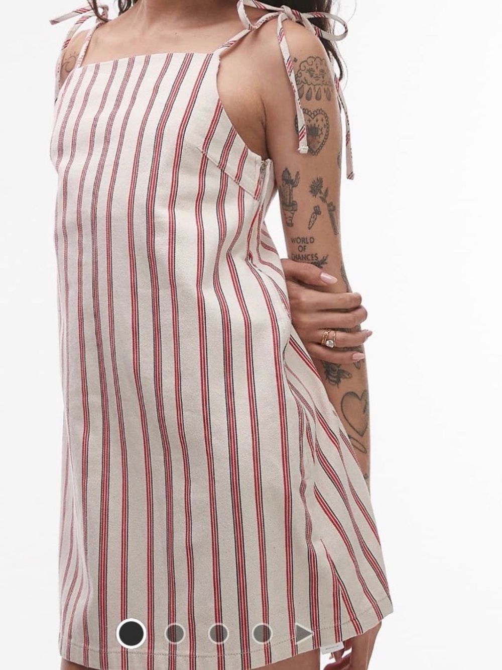 Topshop Red and White Striped Tie-Shoulder Mini Dress only worn once!!